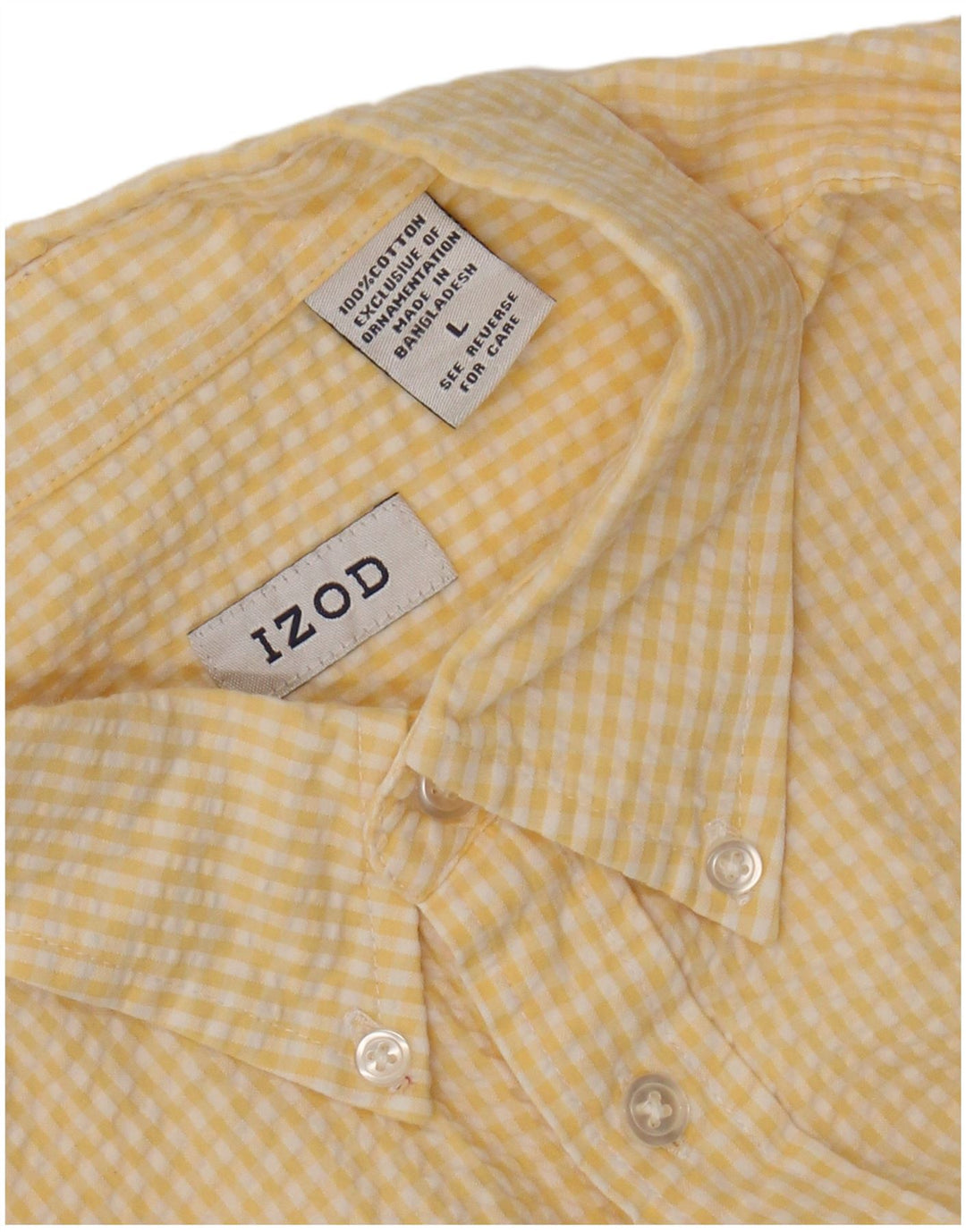 Camisa masculina de manga curta IZOD grande algodão guingão amarelo