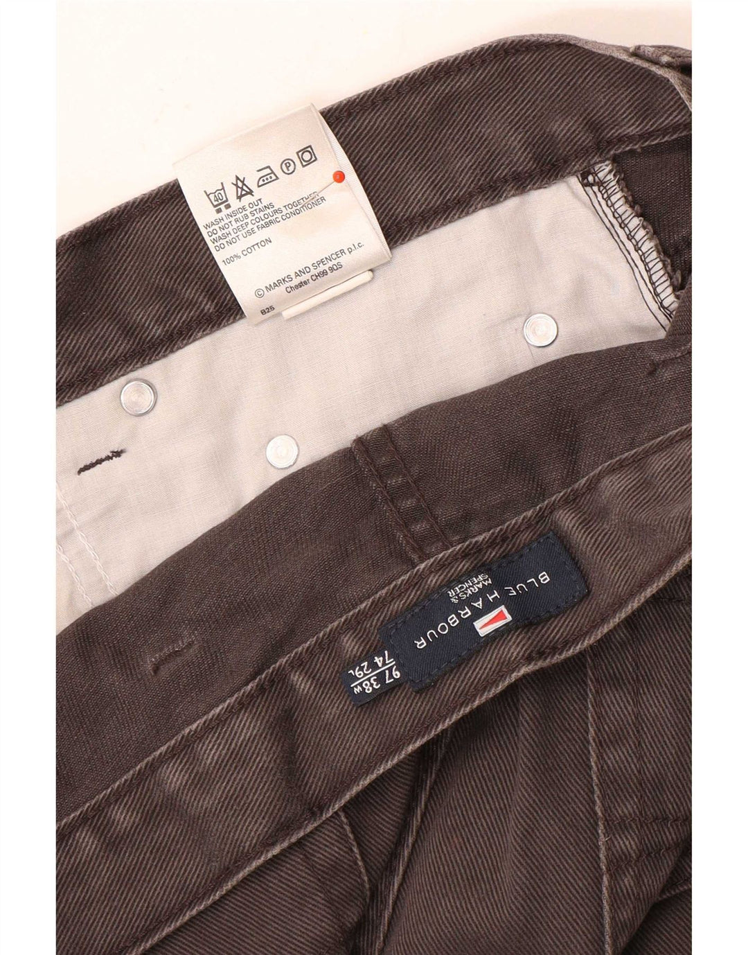 Calça jeans reta masculina Marks & Spencer Blue Harbor W38 L29 algodão cinza