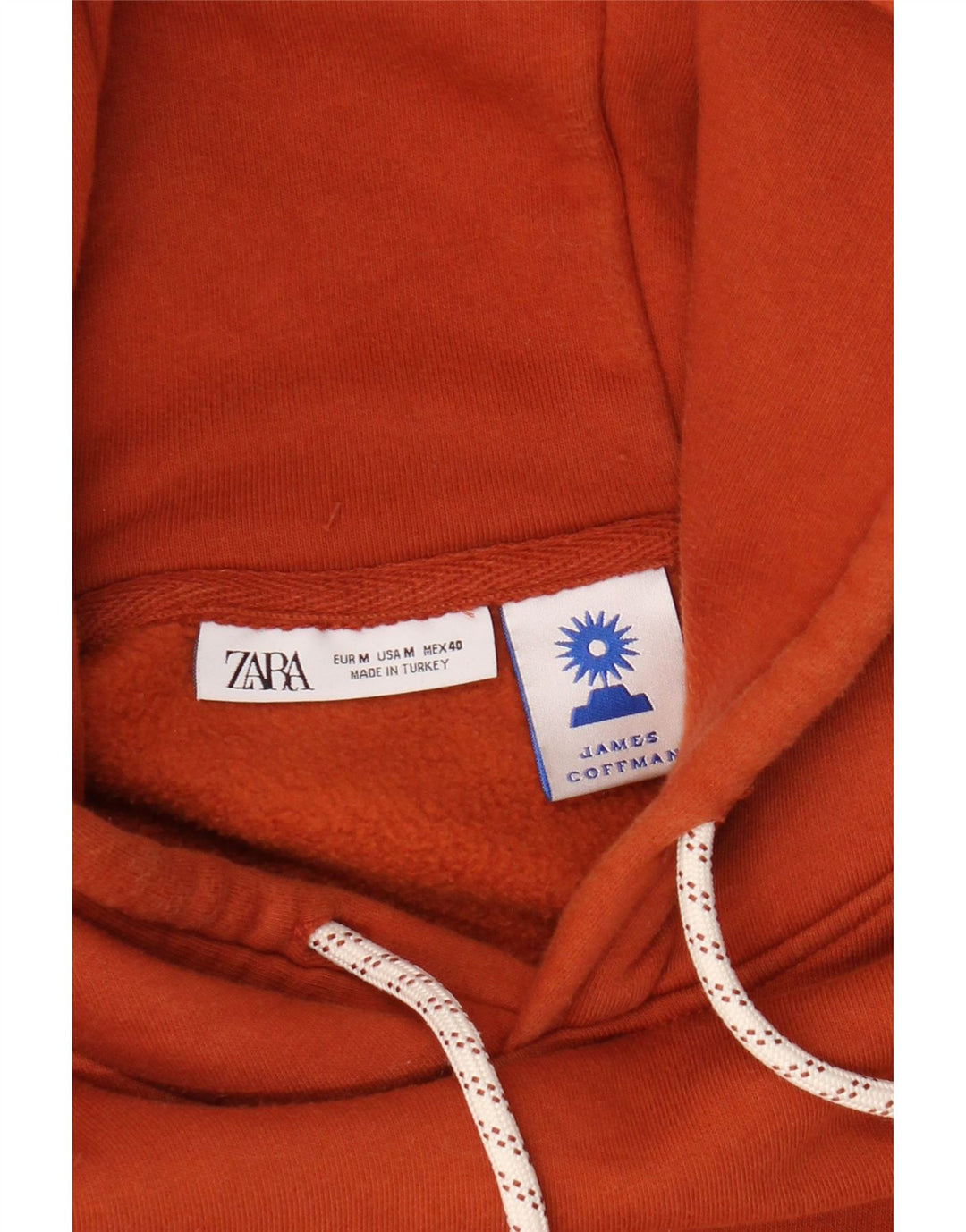 Suéter masculino com capuz gráfico ZARA médio marrom algodão