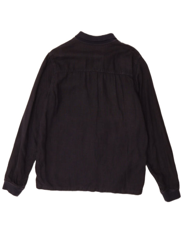 Jaqueta utilitária masculina Zara UK 40 grande linho azul marinho