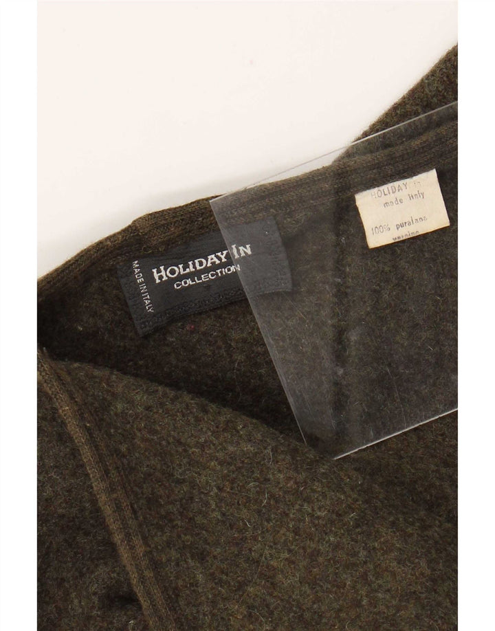 Casaco poncho feminino vintage tamanho único lã virgem cáqui