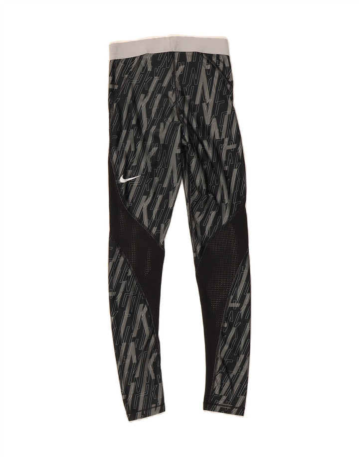 NIKE Womens Abstract Pattern Leggings UK 4 XS  Black Polyester Vintage Nike and Second-Hand Nike from Messina Hembry 
