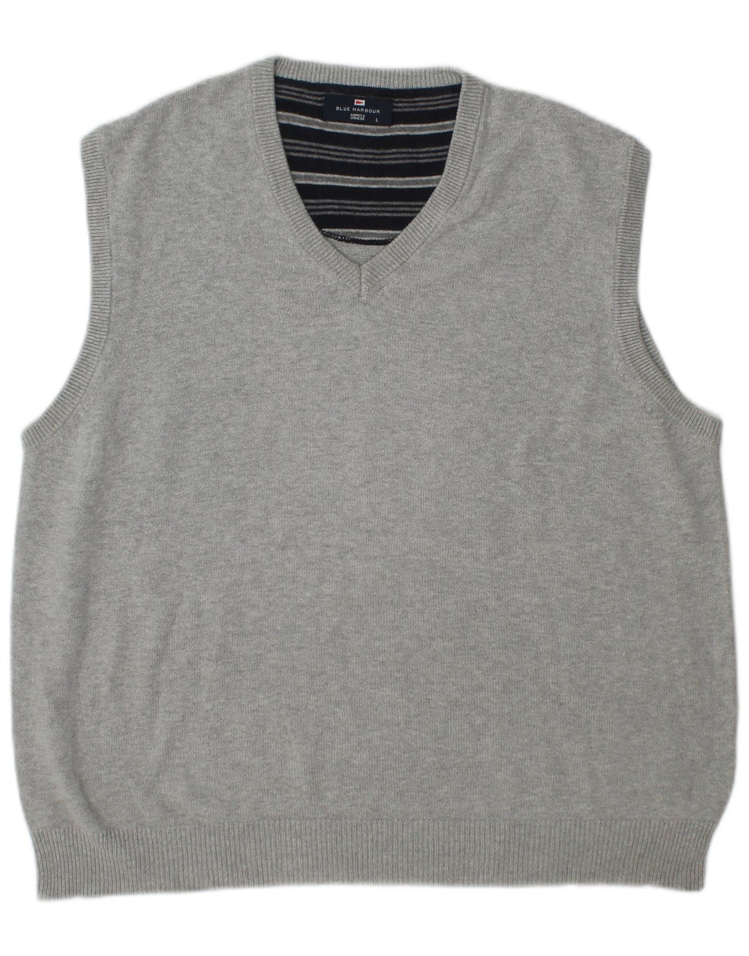 Regata masculina Marks & Spencer Blue Harbor Vest grande algodão cinza