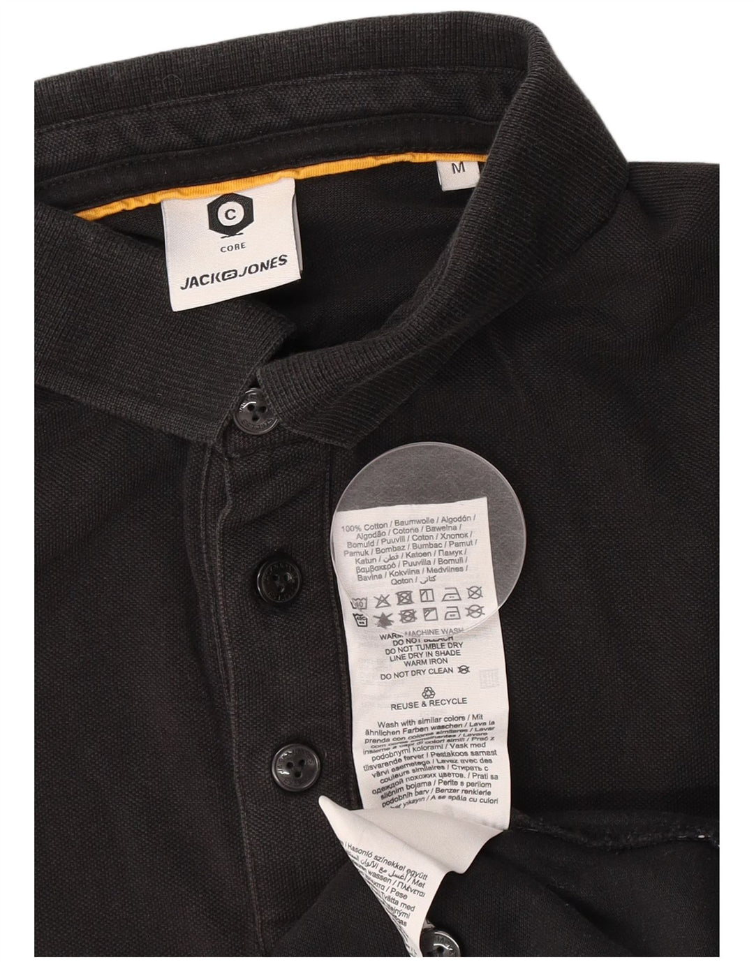 Camisa polo masculina Jack & Jones gráfica média preta de algodão colorblock