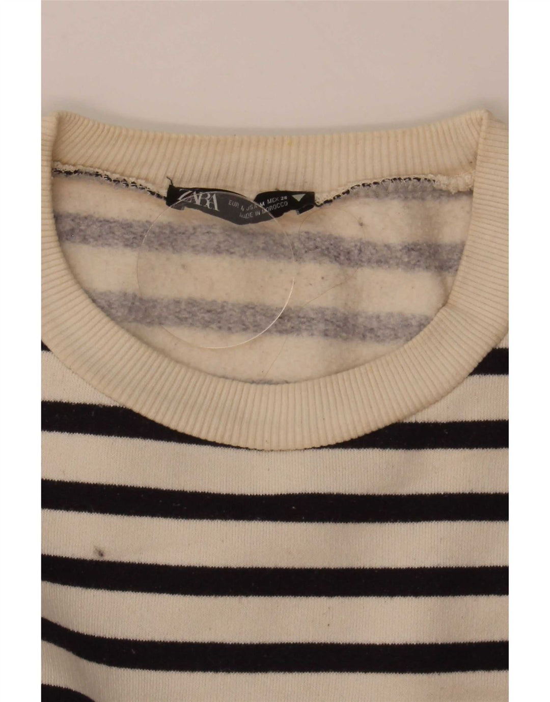 Zara moletom feminino oversized jumper UK 14 médio off white listrado