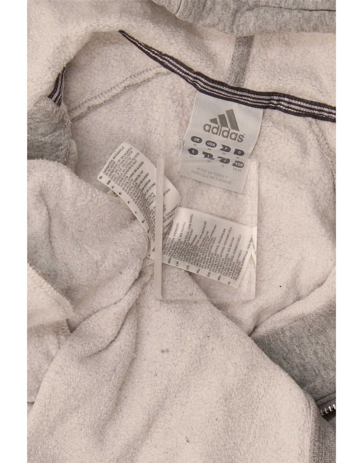 Suéter masculino Adidas com capuz e zíper cinza médio algodão manchado