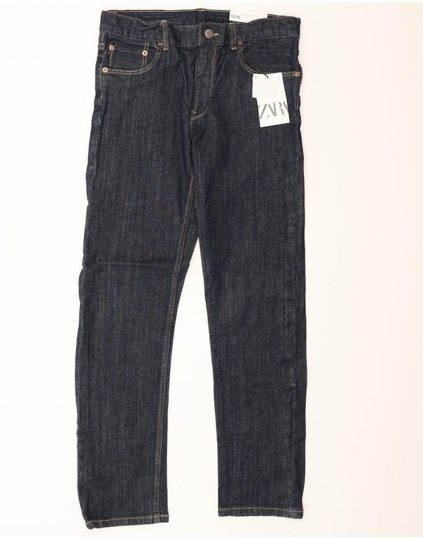 Zara Boys Straight Jeans 13-14 Anos W28 L28 Azul Marinho Algodão
