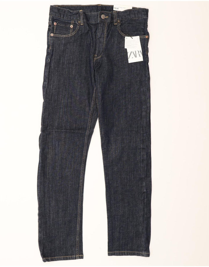 Zara Boys Straight Jeans 13-14 Anos W28 L28 Azul Marinho Algodão