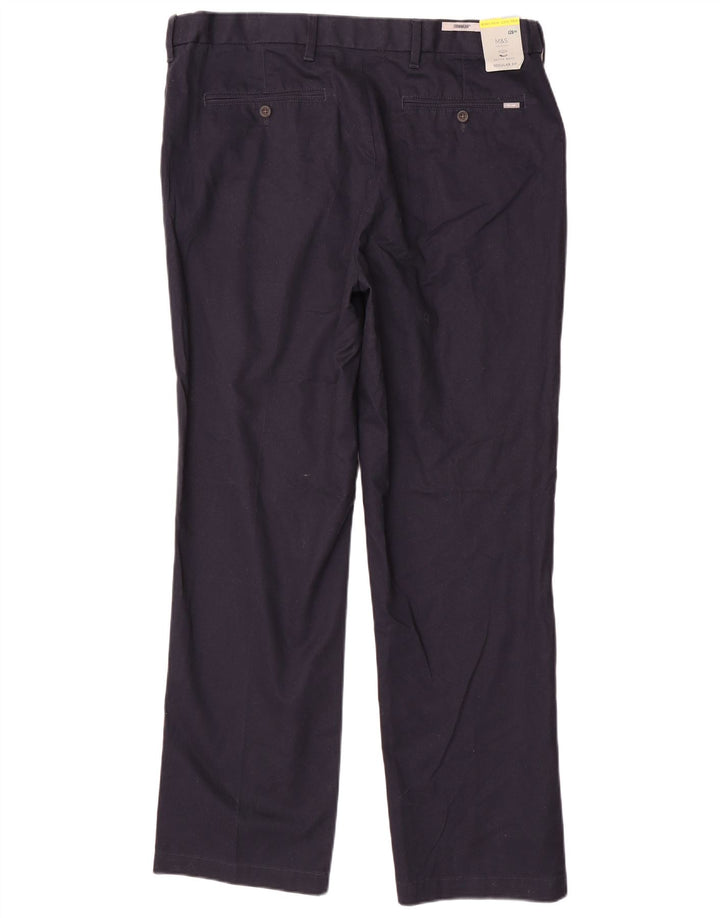 Calça chino reta masculina Marks & Spencer W38 L31 algodão azul marinho
