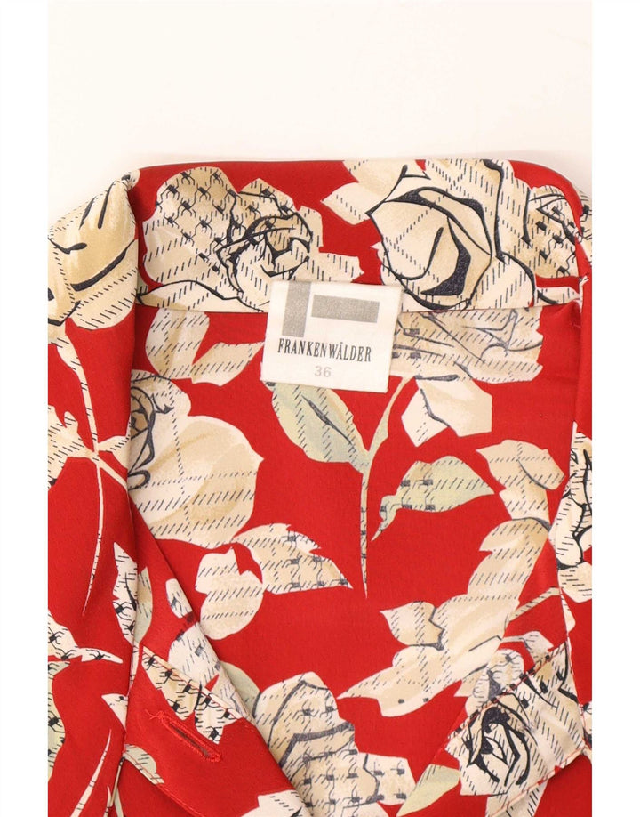 Blusa camisa feminina Frankenwalder UE 36 poliéster floral vermelho pequeno