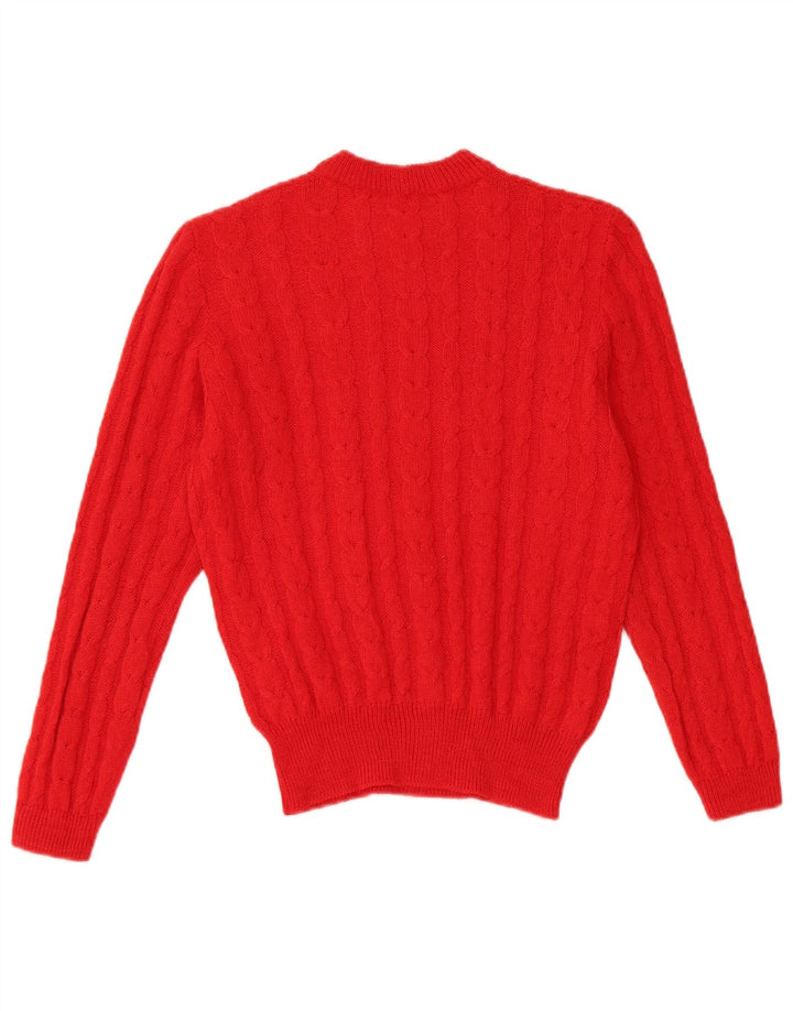 Suéter feminino VINTAGE com gola redonda UK 10 pequeno vermelho