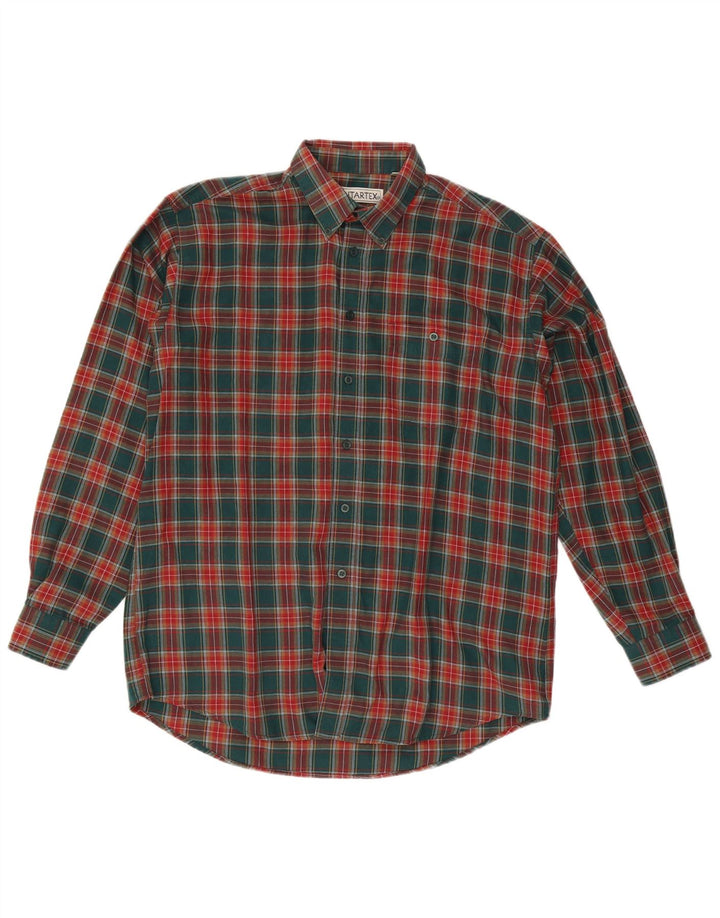Camisa masculina de flanela Antartex tamanho 16 1/2 poliéster xadrez verde grande
