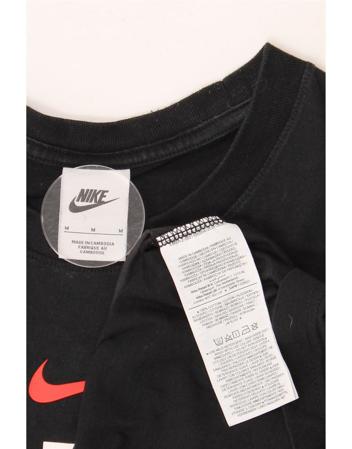 Camiseta gráfica masculina NIKE Top médio preto colorblock algodão