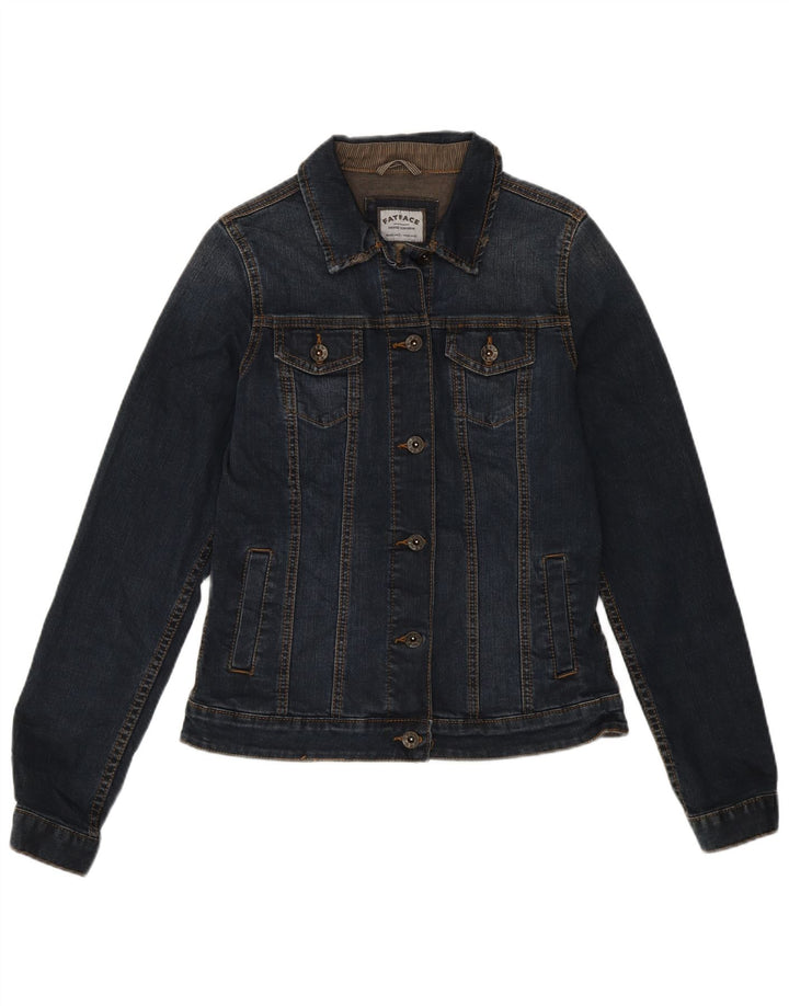 Jaqueta jeans feminina Fat Face Reino Unido 10 algodão azul marinho pequeno