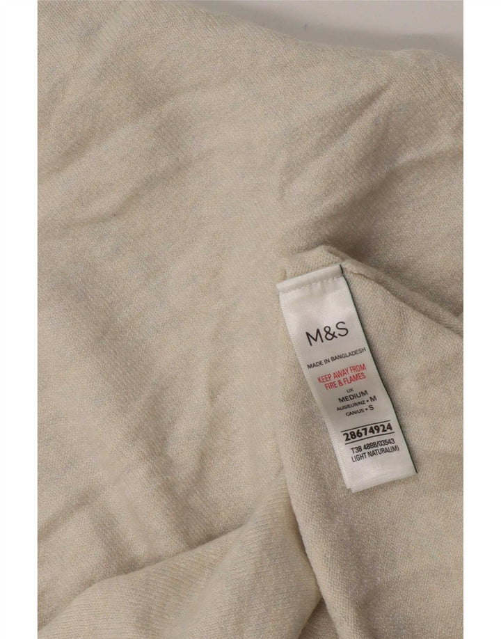 Suéter feminino de manga curta Marks & Spencer Reino Unido 14 médio bege