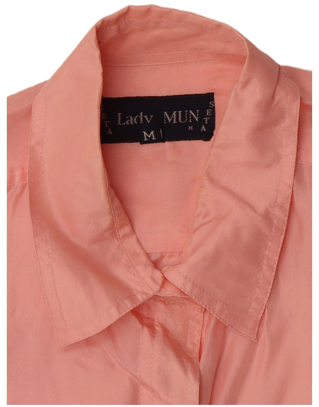 Camisa oversized feminina vintage Reino Unido 14 seda rosa média