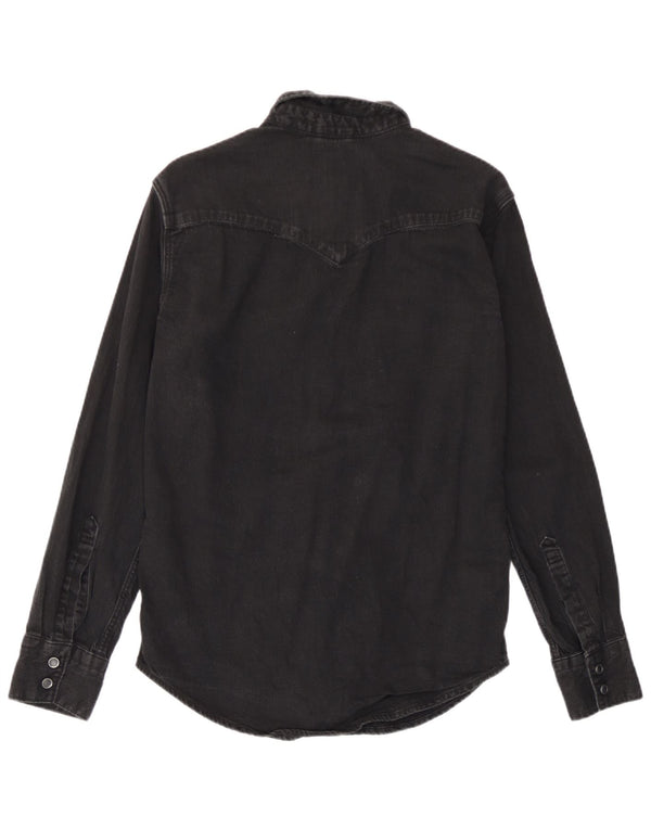 Camisa jeans masculina padrão Levi's pequena de algodão preto