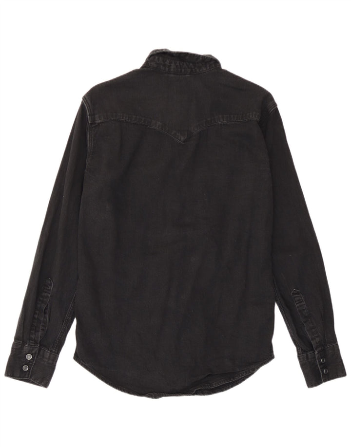 Camisa jeans masculina padrão Levi's pequena de algodão preto
