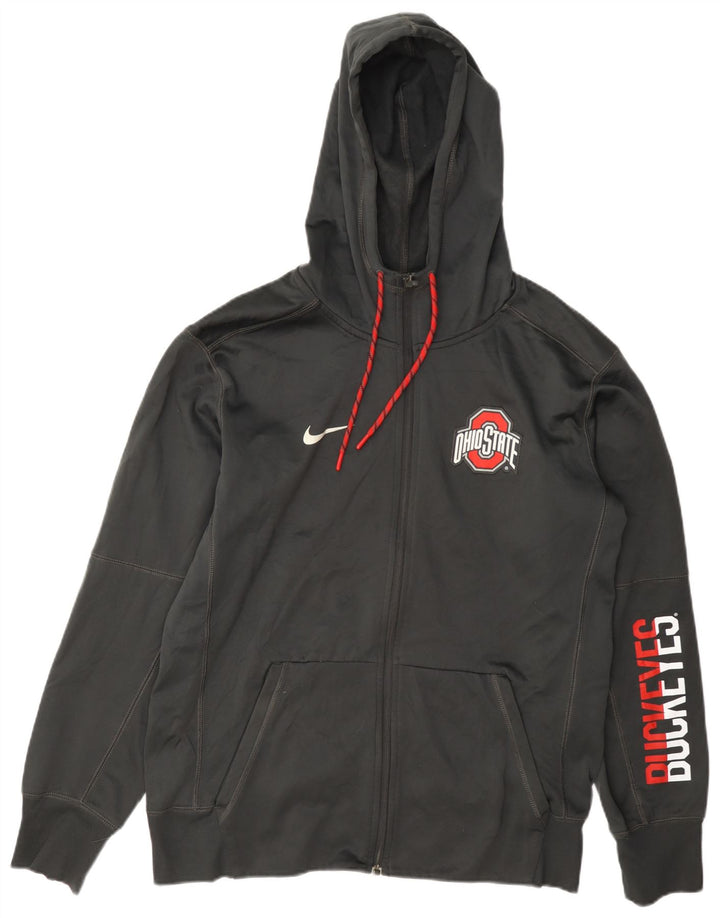 Suéter masculino Nike Ohio State Graphic Zip com capuz cinza médio poliéster