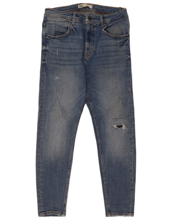 Zara Jeans skinny masculino desgastado UE 40 médio W31 L26 algodão azul