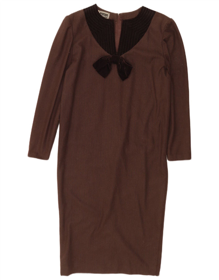 Vestido feminino Luisa Spagnoli manga comprida IT 42 lã marrom médio