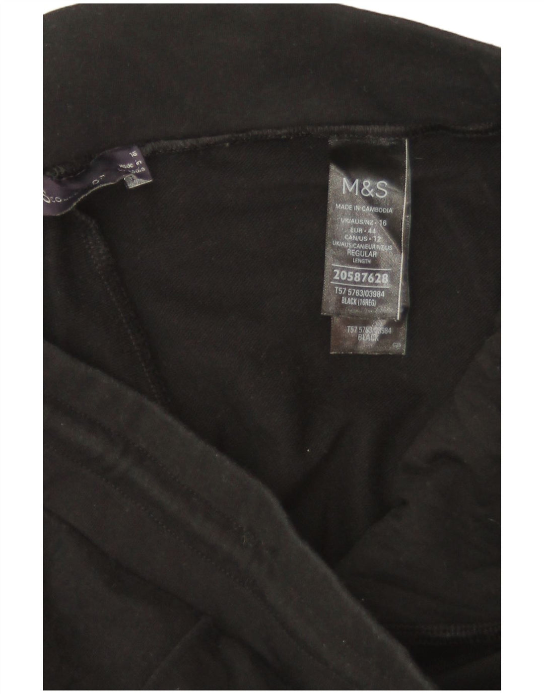 Calça de treino feminina Marks & Spencer Reino Unido 16 grande algodão preto