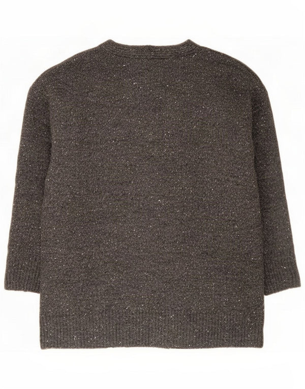 Suéter cardigã feminino Zara manga 3/4 grande Reino Unido 10 pequeno cinza manchado