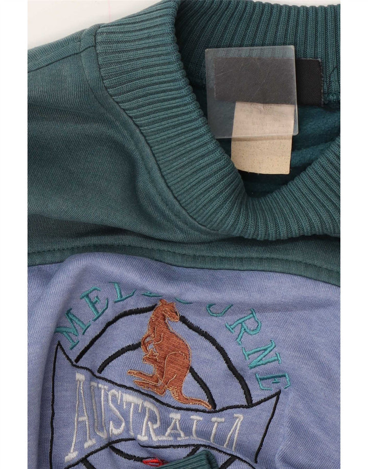 Camisola gráfica masculina vintage XL verde Colourblock poliéster