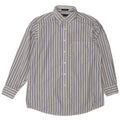 Camisa masculina Chaps Classic Fit tamanho 16 grande algodão listrado branco