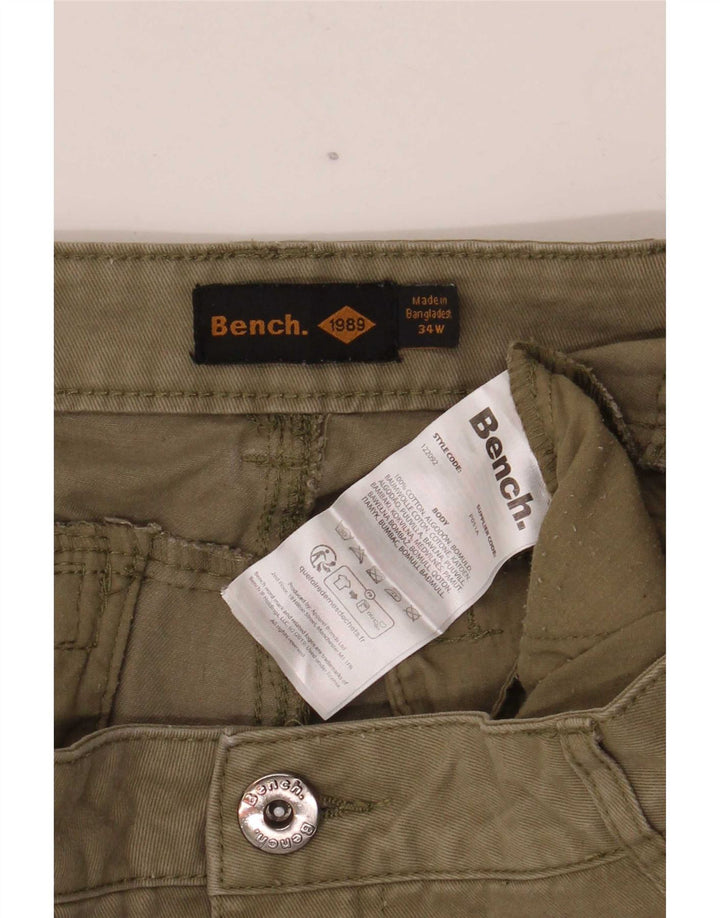 Bench Mens Slim Cargo Calças W34 L30 Algodão Cáqui