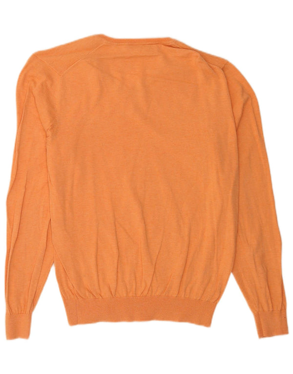 Suéter masculino Massimo Dutti com decote em V grande laranja