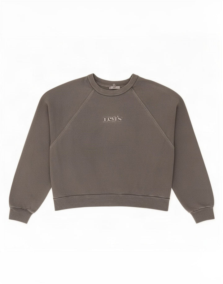 Moletom feminino Levi's Crop Graphic Oversized Jumper Reino Unido 14 Médio Cinza