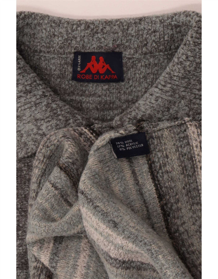 Suéter masculino Kappa com gola polo e lã listrada cinza XL