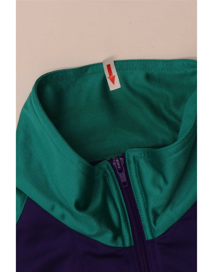Jaqueta vintage masculina de agasalho grande bloco colorido turquesa