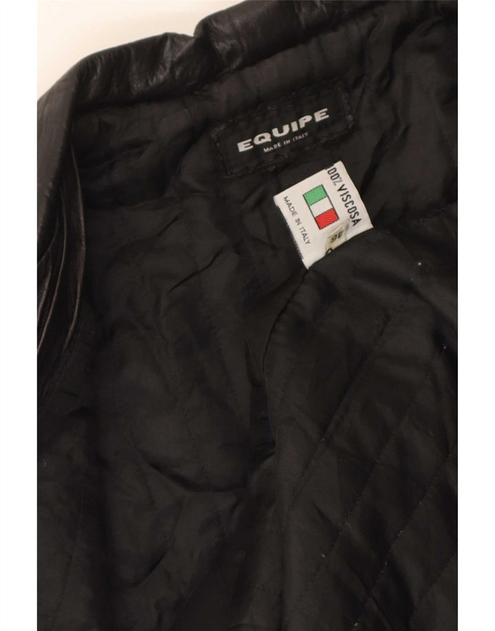 Equipe Womens Leather Coat IT 46 Grande Preto