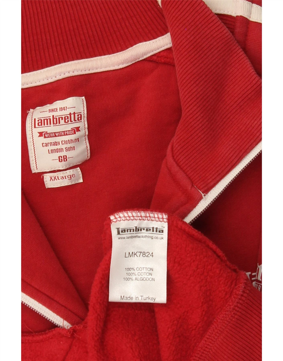 LAMBRETTA Jaqueta masculina de agasalho 2XL algodão vermelho