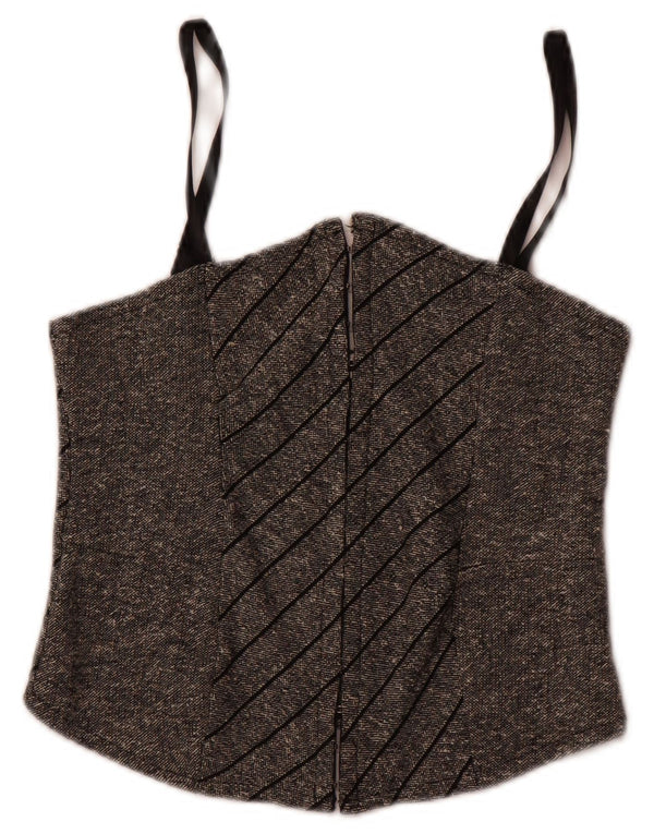 Top espartilho feminino vintage IT 44 lã listrada cinza médio