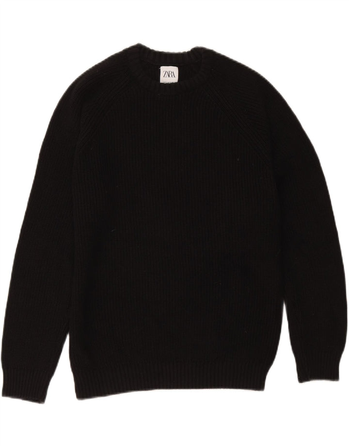 Zara Suéter feminino oversized com gola redonda Reino Unido 10 pequeno preto