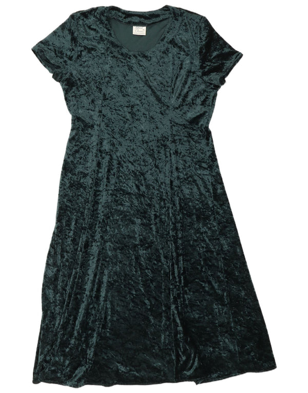 St. Bernard Womens Velvet A-Line Dress UK 16 Large Green Polyester