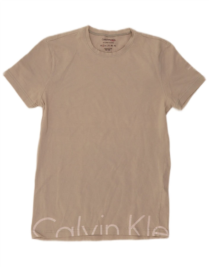 Camiseta masculina Calvin Klein com estampa gráfica pequena de algodão off white