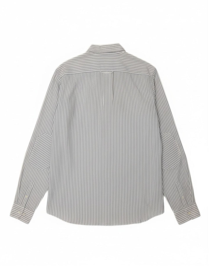 SUN68 Camisa masculina transparente XL branca listrada de algodão clássica