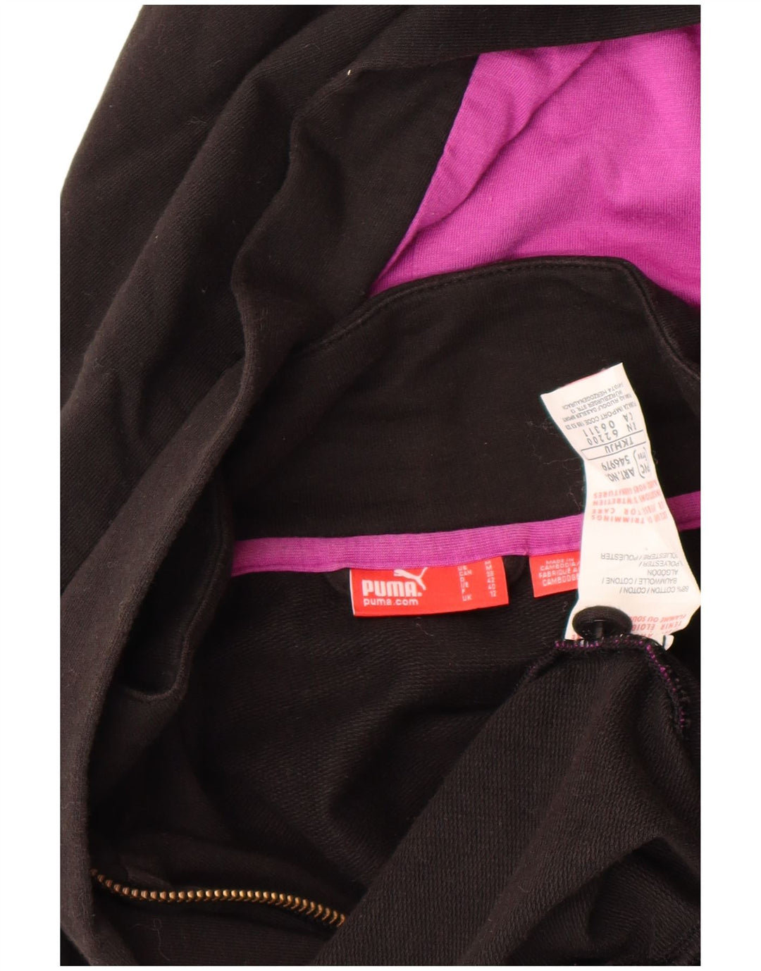 Suéter PUMA feminino com capuz e zíper Reino Unido 12 algodão preto médio