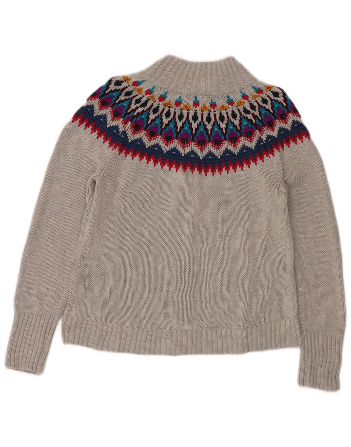 Suéter cardigã feminino CHAPS Reino Unido 18 XL cinza Fair Isle algodão