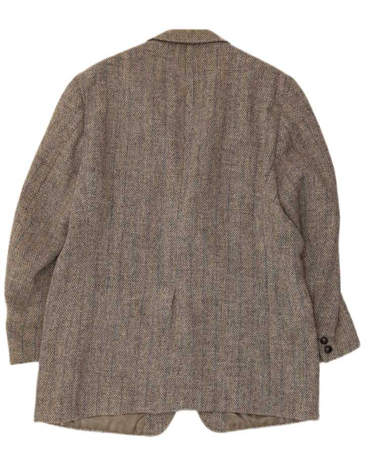 Hunter Haig Jaqueta masculina Harris Tweed Blazer Reino Unido 38 espinha de peixe cinza médio