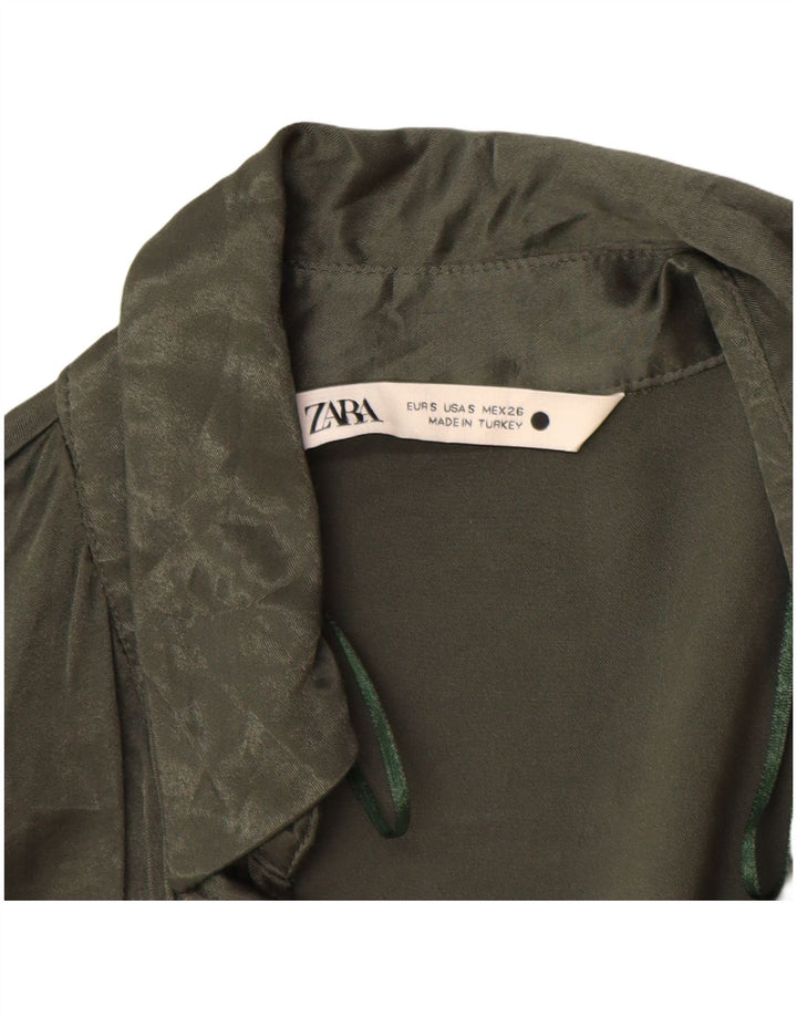 Blusa camisa feminina Zara Reino Unido 10 pequena viscose verde