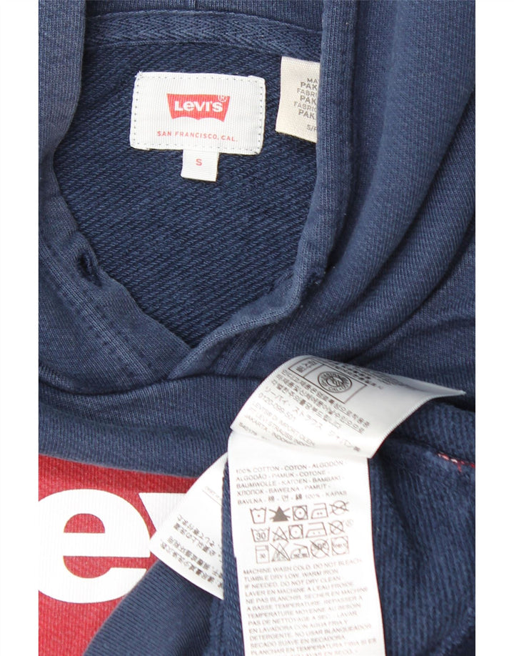 Suéter com capuz gráfico masculino LEVI'S pequeno algodão azul marinho