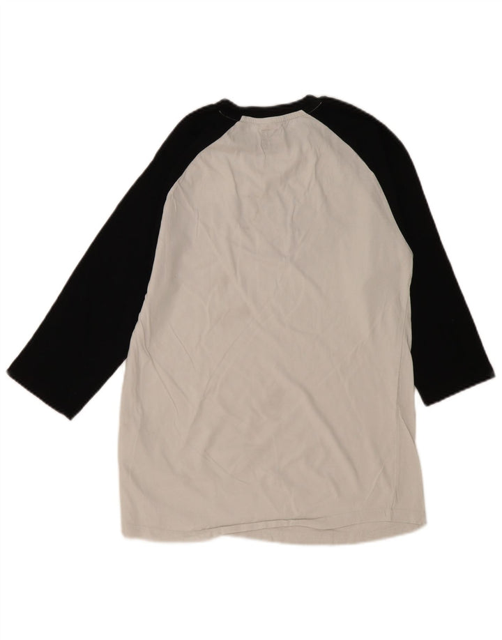 VANS Masculino Slim Fit Graphic Top Manga 3/4 Pequeno Branco Colorblock Algodão