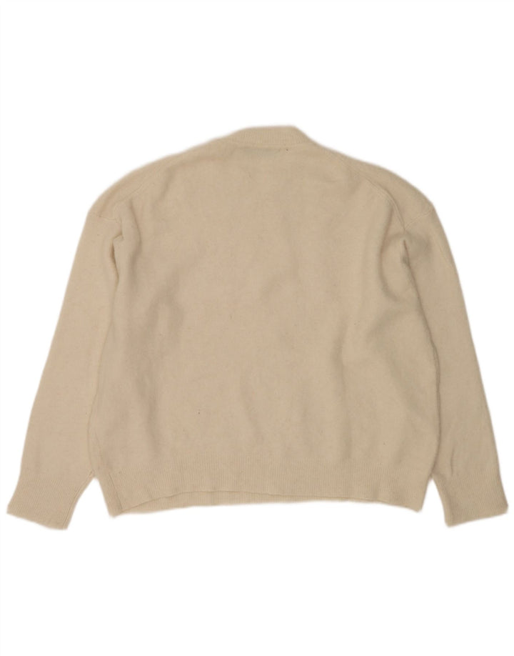 Zara Suéter feminino oversized com gola redonda Reino Unido 14 Médio Off White