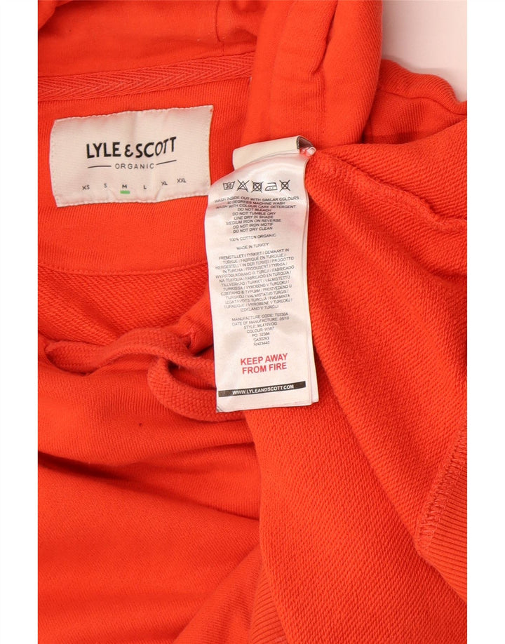 Lyle & Scott moletom com capuz masculino médio laranja algodão