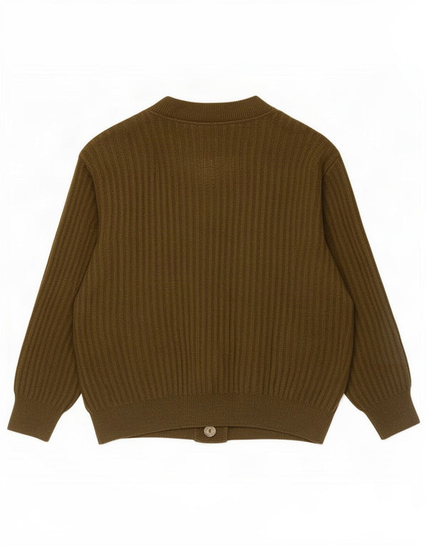 Suéter cardigã masculino vintage grande cáqui geométrico